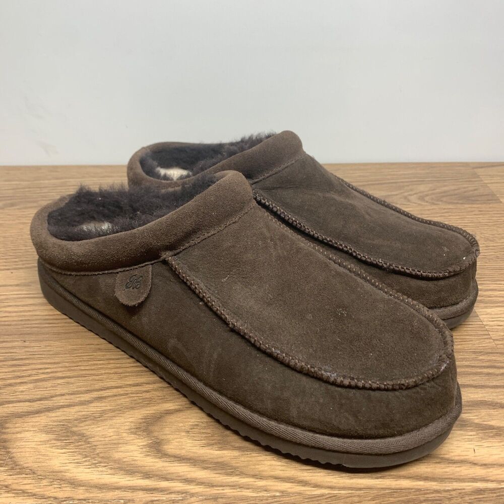 Eddie Bauer Firelight Moc Scuff Mens shoes Brown 13 M Shearling Slippers